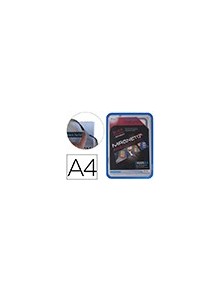 Marco porta anuncios tarifold magneto din a4 con 4 bandas magneticas en el dorso color azul pack de 2 unidades