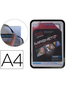 Marco porta anuncios tarifold magneto din a4 con 4 bandas magneticas en el dorso color negro pack de 2 unidades