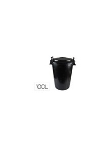 Cubo de basura con tapa negro 100 l para bolsas 85x105 cm
