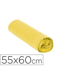 Bolsa basura domestica amarilla con autocierre 55 x 60 cm rollo de 15 unidades