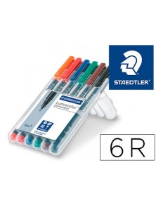Rotulador staedtler lumocolor retroproyeccion punta de fibra permanente 318 wp estuche 6 colores punta fina