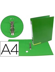 Carpeta de 2 anillas 25 mm mixtas liderpapel a4 forrado color system con ollao y tarjetero verde