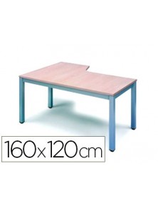 Mesa oficina rocada serie executive forma en l derecha 160x120 cm acabado ad01 aluminiohaya