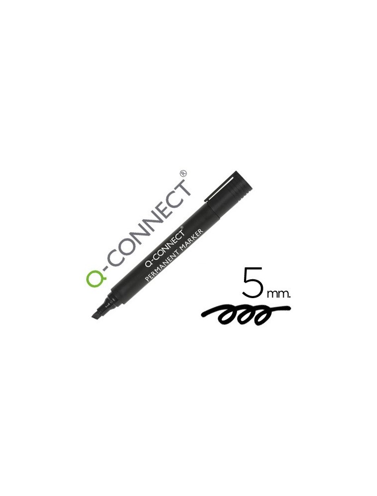 Rotulador q-connect marcador permanente negro punta biselada 5.0 mm