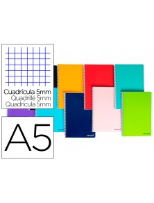 Cuaderno espiral liderpapel a5 micro smart tapa blanda 80h60gr cuadro 5mm 6 taladros colores surtidos