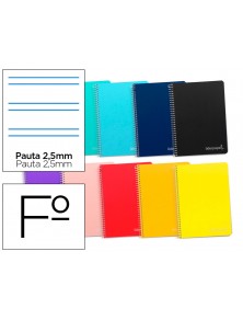 Cuaderno espiral liderpapel folio witty tapa dura 80h 75gr pauta 2,5mm con margen colores surtidos