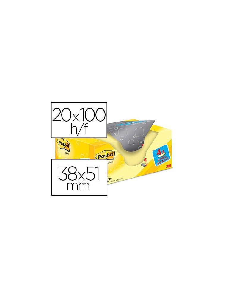 Bloc de notas adhesivas quita y pon post-it super sticky amarillo canario 38x51 mm pack promocional 164 gratis