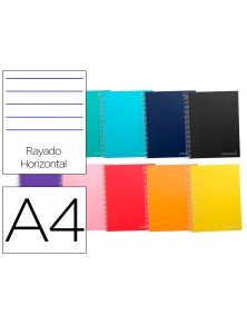 Cuaderno espiral liderpapel a4 micro jolly tapa forrada 140h 75 gr horizontal 5 bandas4 taladros colores surtidos