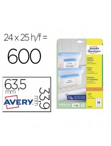 Etiqueta adhesiva avery para congelador blanca 63,5x33,9 mm ink-jet laser y fotocopiadora pack de 600
