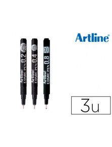 Rotulador artline comic pen calibrado micrometrico negro bolsa de 3 uds 0,2 0,4 0,8 mm