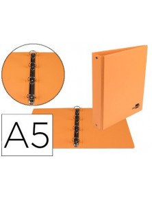 Carpeta de 4 anillas 25 mm redondas liderpapel a5 carton forrado pvc naranja