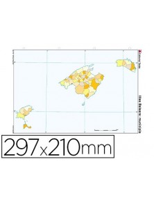 Mapa mudo color din a4 islas baleares politico