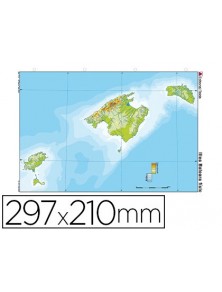 Mapa mudo color din a4 islas baleares fisico