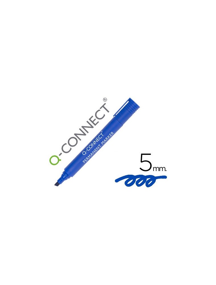 Rotulador q-connect marcador permanente azul punta biselada 5.0 mm