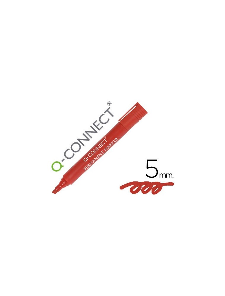 Rotulador q-connect marcador permanente rojo punta biselada 5.0 mm