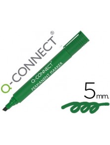 Rotulador q-connect marcador permanente verde punta biselada 5.0 mm