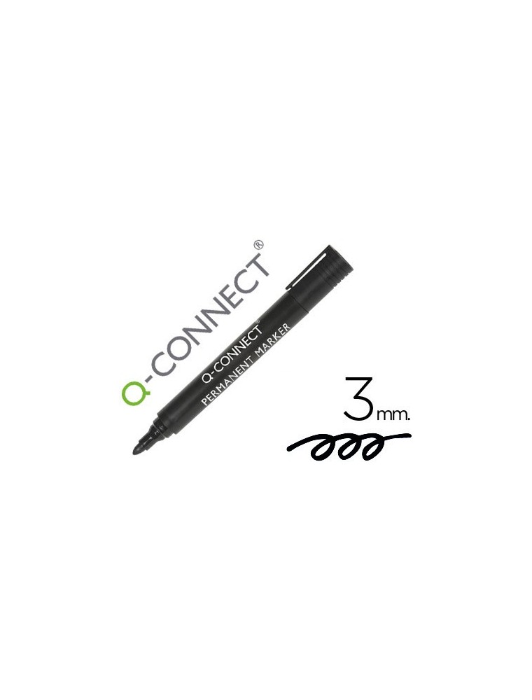 Rotulador q-connect marcador permanente negro punta redonda 3.0 mm