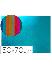 Goma eva liderpapel 50x70 cm espesor 2 mm metalizada azul claro
