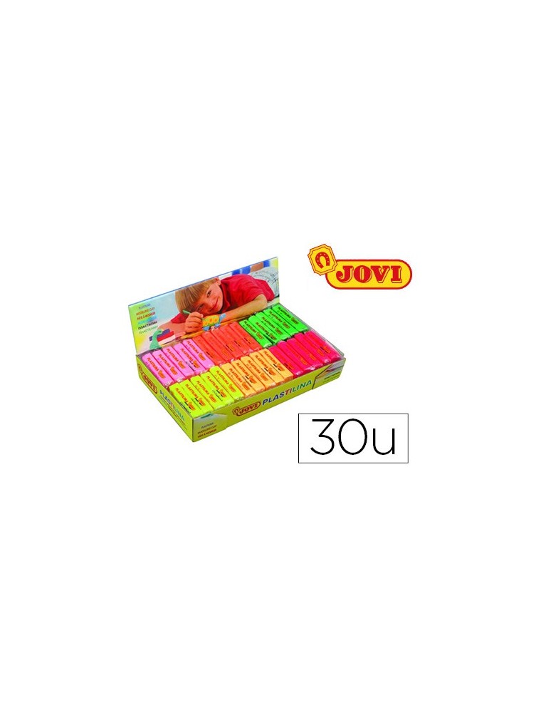 Plastilina jovi 70f tamaño pequeño caja de 30 unidades colores fluorescentes surtidos