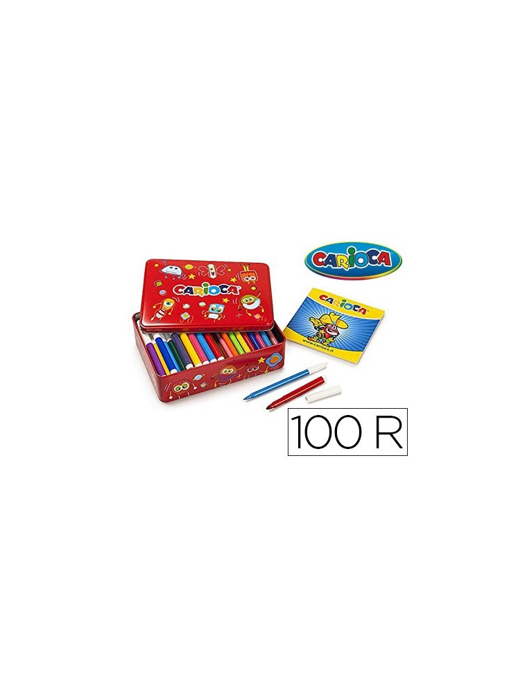 Rotulador carioca color kit caja metalica de 100 unidades surtidas  album colorear