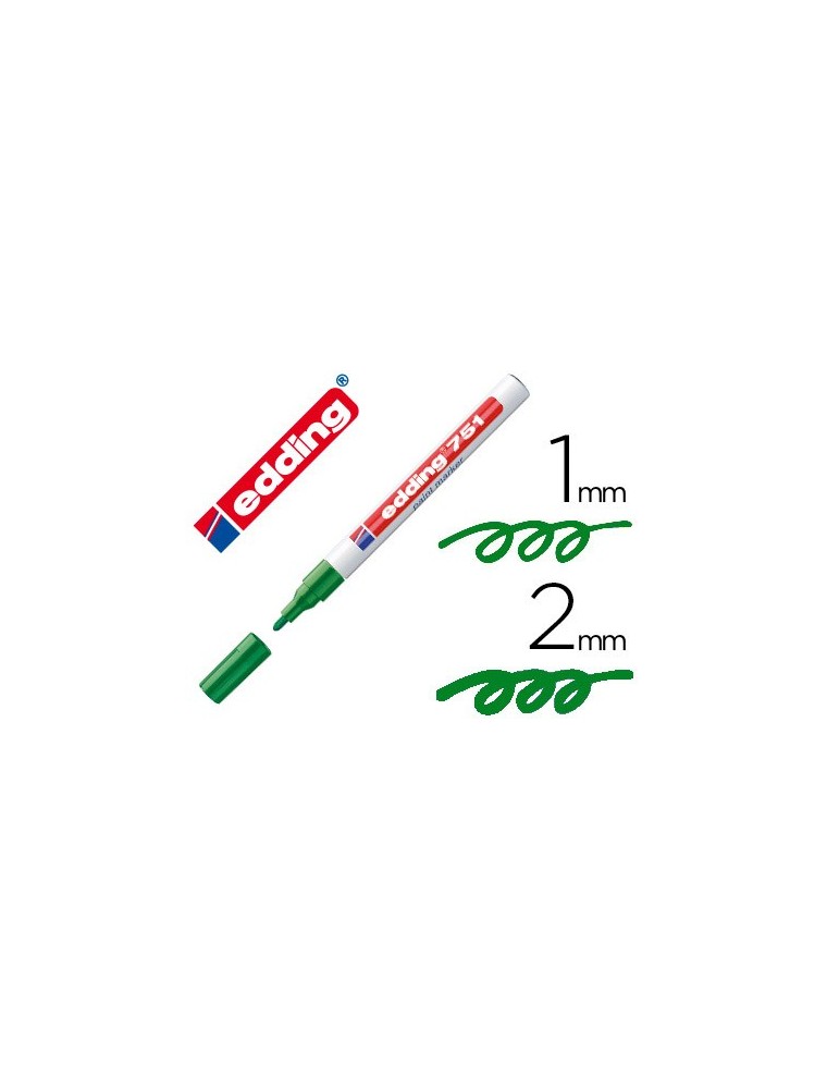 Rotulador edding punta fibra 751 verde punta redonda 1-2 mm