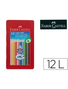 Lapices de colores faber castell acuarelable colour grip triangular caja metalica de 12 colores surtidos