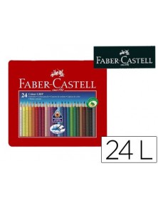 Lapices de colores faber castell acuarelable colour grip triangular caja metalica de 24 colores surtidos