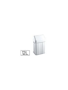 Papelera contenedor tts plastico con tapadera max 12 litros blanca 400x230x200 mm