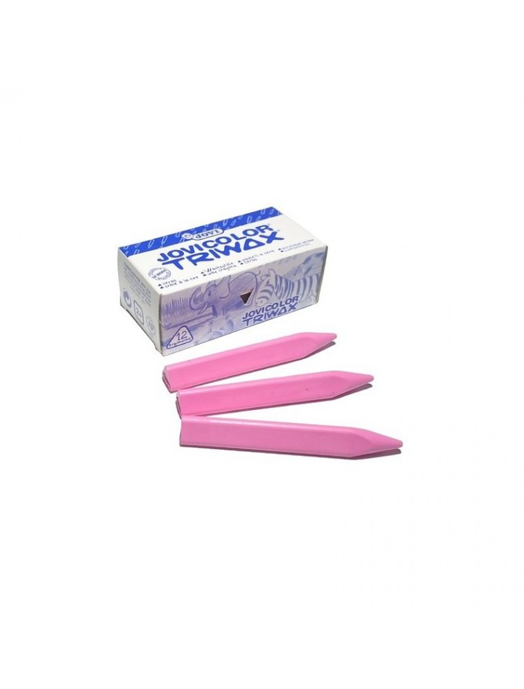 Lapices de cera color - estuche  12 unidades color rosa  jovicolor triwax