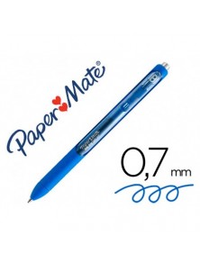 Boligrafo paper mate inkjoy retractil gel pen 0,7mm azul punta de bola trazo 0.35mm