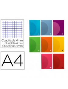 Libreta liderpapel 360 tapa de plastico a4 48 hojas 90gm2 cuadro 4mm con margen colores surtidos