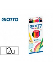Lapices de colores giotto colors 3.0 mina 3 mm caja de 12 colores surtidos
