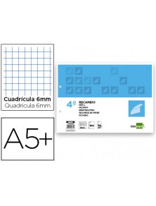 Recambio liderpapel cuarto apaisado 100 h 2tca-07 cuadro 6 mm 2 taladros con margen