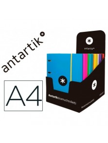 Carpeta con recambio liderpapel antartik a4 cuadro 5 mm forrada 4 anillas 25mm redondas colores surtidos