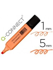 Rotulador q-connect fluorescente pastel naranja punta biselada