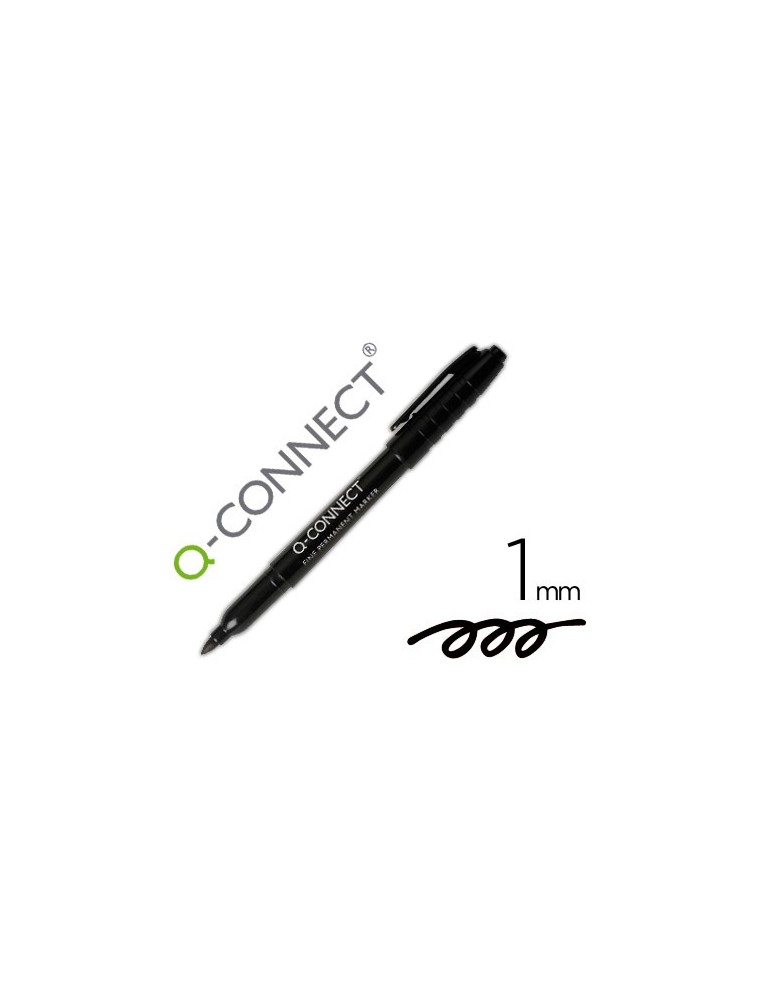 Rotulador q-connect para cddvd punta fibra permanente negro punta redonda 1,0 mm