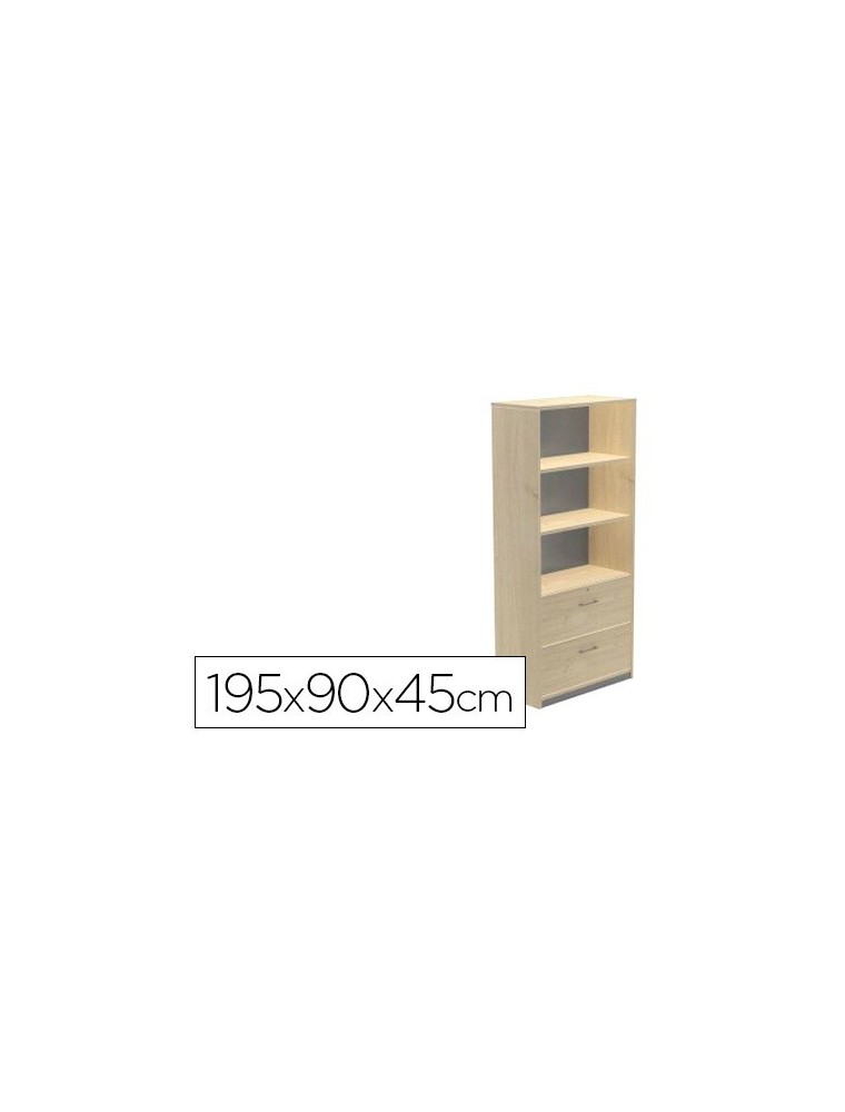 Armario rocada con tres estantes y dos cajones inferiores serie store 195x90x45 cm acabado aa01