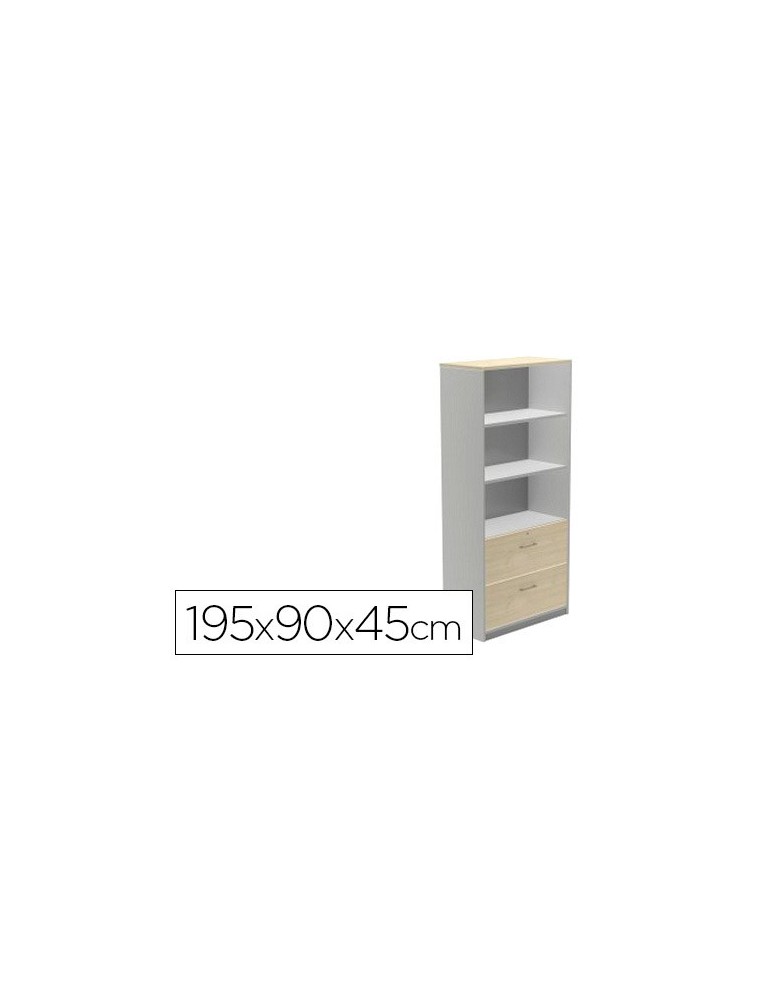 Armario rocada con tres estantes y dos cajones inferiores serie store 195x90x45 cm acabado ab01