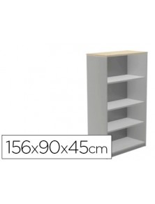 Armario rocada con cuatro estantes serie store 156x90x45 cm acabado ab02 aluminiogris