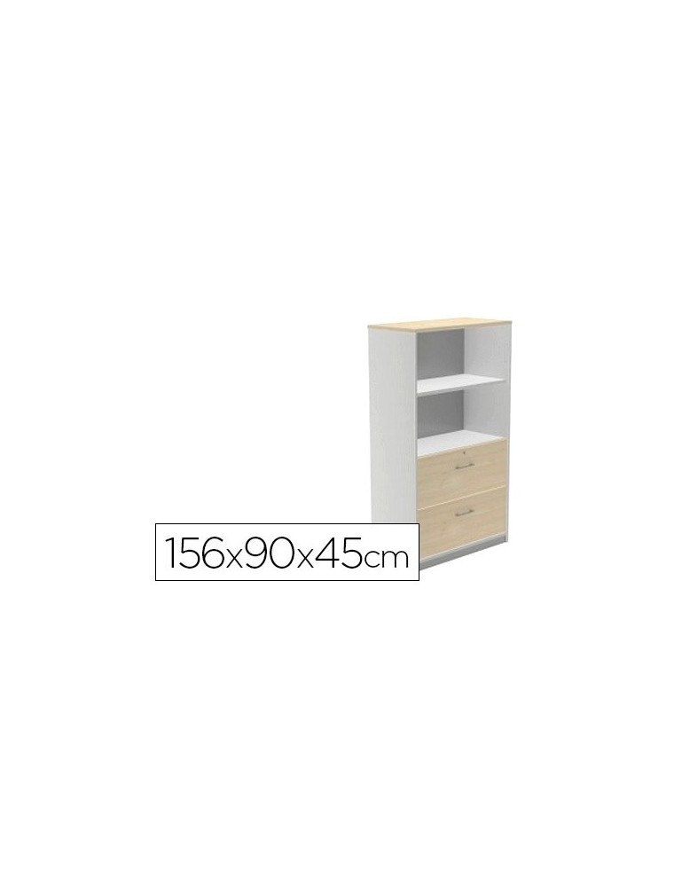 Armario rocada con dos estantes y dos cajones inferiores serie store 156x90x45 cm acabado ab02