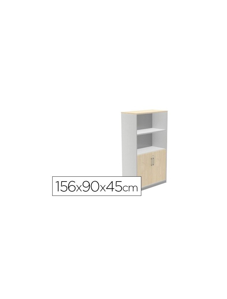 Armario rocada con dos estantes y dos puertas inferiores serie store 156x90x45 cm acabado ab01