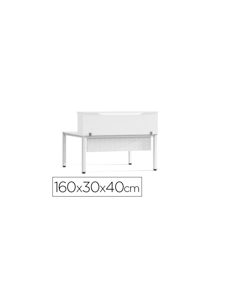 Mostrador de altillo rocada valido para mesas work metal executive 160x30x40 cm acabado aw04 blancoblanco