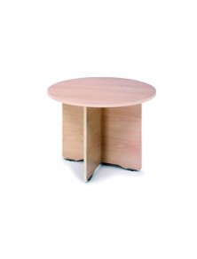 Mesa de reunion rocada meeting 3005ab01 estructura madera gris en aspas tablero haya 100 cm diametro