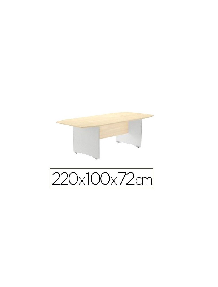 Mesa de reunion rocada meeting 3003ab01 estructura madera gris aluminio tablero madera haya 220x100x72 cm