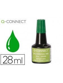 Tinta tampon q-connect verde frasco de 28 ml