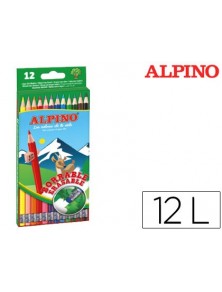 Lapices de colores alpino borrable con goma caja de 12 colores surtidos