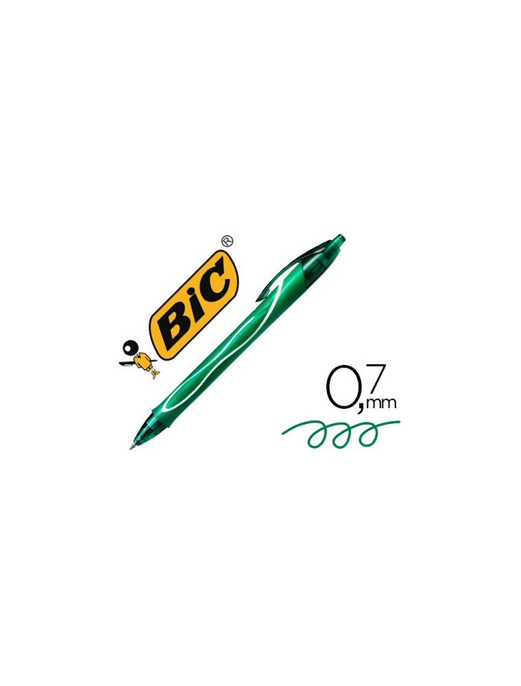 Boligrafo bic gelocity quick dry retractil tinta gel verde punta de 0,7 mm