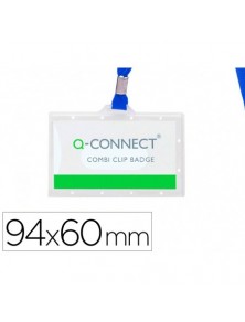 Identificador q-connect kf17112 con cordon plano azul y apertura lateral 94x60 mm