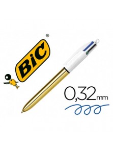 Boligrafo bic cuatro colores shine oro punta de 1 mm