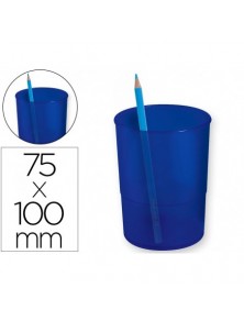 Cubilete portalapices q-connect plastico diametro 75 mm altura 100 mm azul translucido